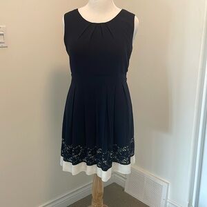 Papillon navy and cream dress